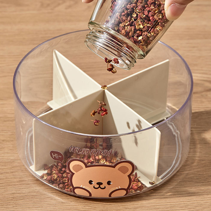 A08526-X - Taper/Contenedor para Alimentos Transparente con 4 Divisiones - Helid Fanda - 1000Ml