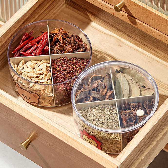 A08526-X - Taper/Contenedor para Alimentos Transparente con 4 Divisiones - Helid Fanda - 1000Ml