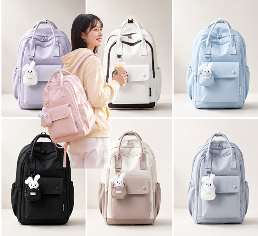 BAG-ZT10 - Mochila Diseño Elegante + Muñeco de Conejo - 45*30 cm